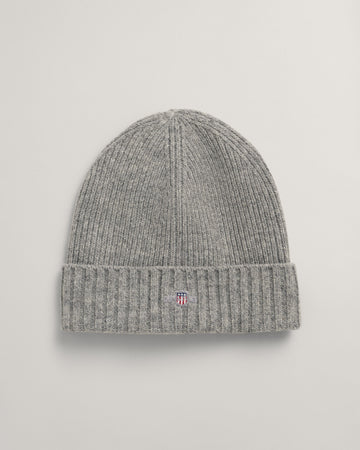 Shield Wool Beanie - Unisex - Grey Melange