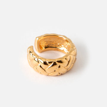 Quilted Statement Single Ear Cuff - Pale Gold