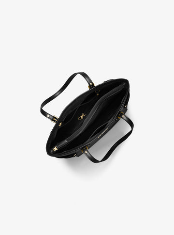 Voyager Medium Crossgrain Leather Tote Bag - Black