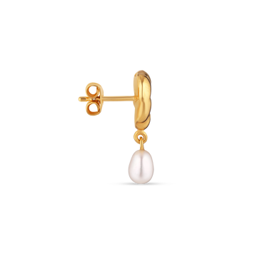 Drippy Earstud With Pearl Pendant - Gold