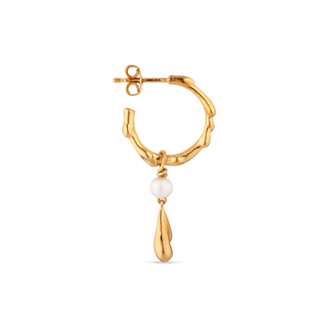 Drippy Hoop With Pearl Drop - Gold