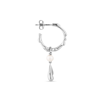 Drippy Hoop With Pearl Drop - Silver