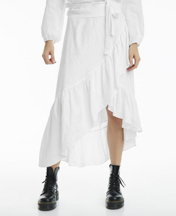 Wendy Linen Solid Skirt - White - Line of Oslo - Skjørt - VILLOID.no