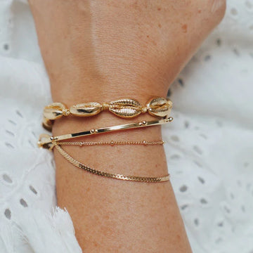 Satellite And Flat Curb Chain - Gold