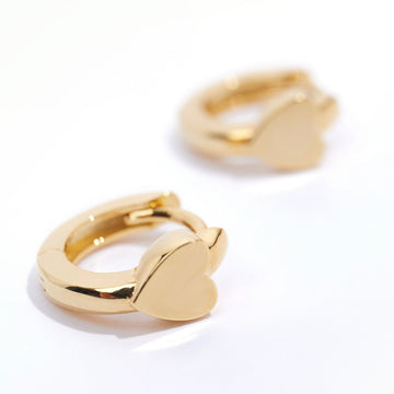 Mini Heart Stationed Huggie Hoops - Pale Gold