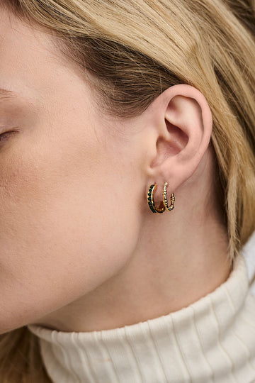 Bamboo Detail Huggie Hoops - Pale Gold