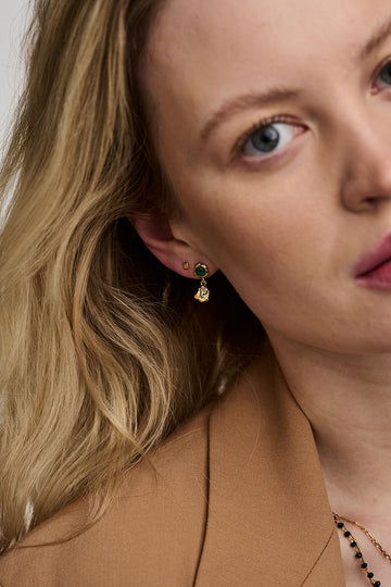Molten & Semi-Precious Drop Earrings - Malachite