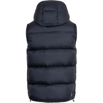 Down Vest With Detachable Hood - Navy Blue