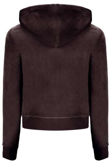 Robertson Classic Velour Zip Hoodie - Bitter Chocolate