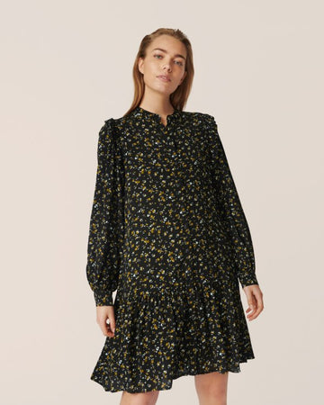 Bellaris Jalina Shirt Dress Aop - Black Flowers
