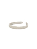 Solid Slim Beaded Diadem - Birch White