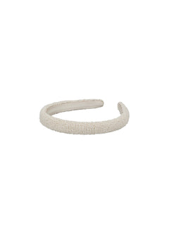 Solid Slim Beaded Hairbrace - Birch White