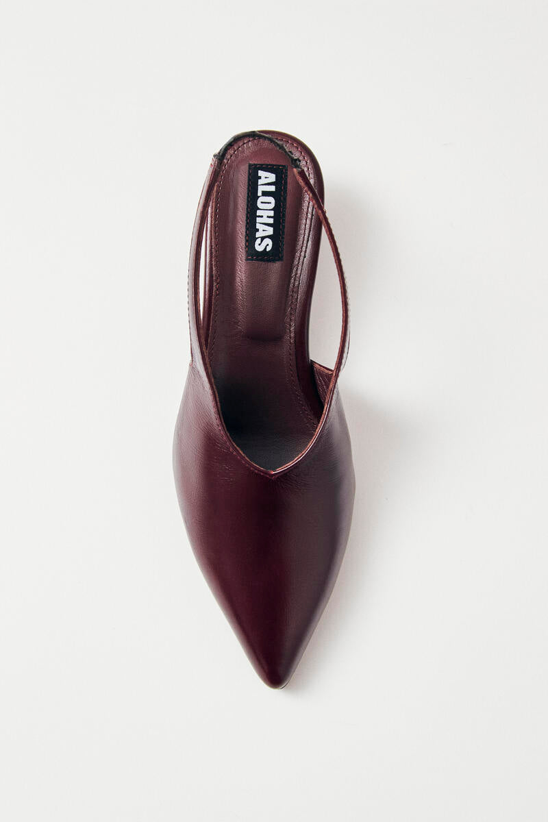 Eros Leather Mules - Burgundy