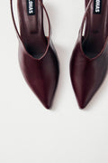 Eros Leather Mules - Burgundy