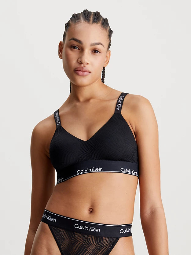 Lightly Lined Bralette - Black w/ black