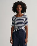 Slim Striped 1X1 Ribbed SS T - Evening Blue