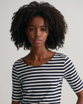 Slim Striped 1X1 Ribbed SS T - Evening Blue