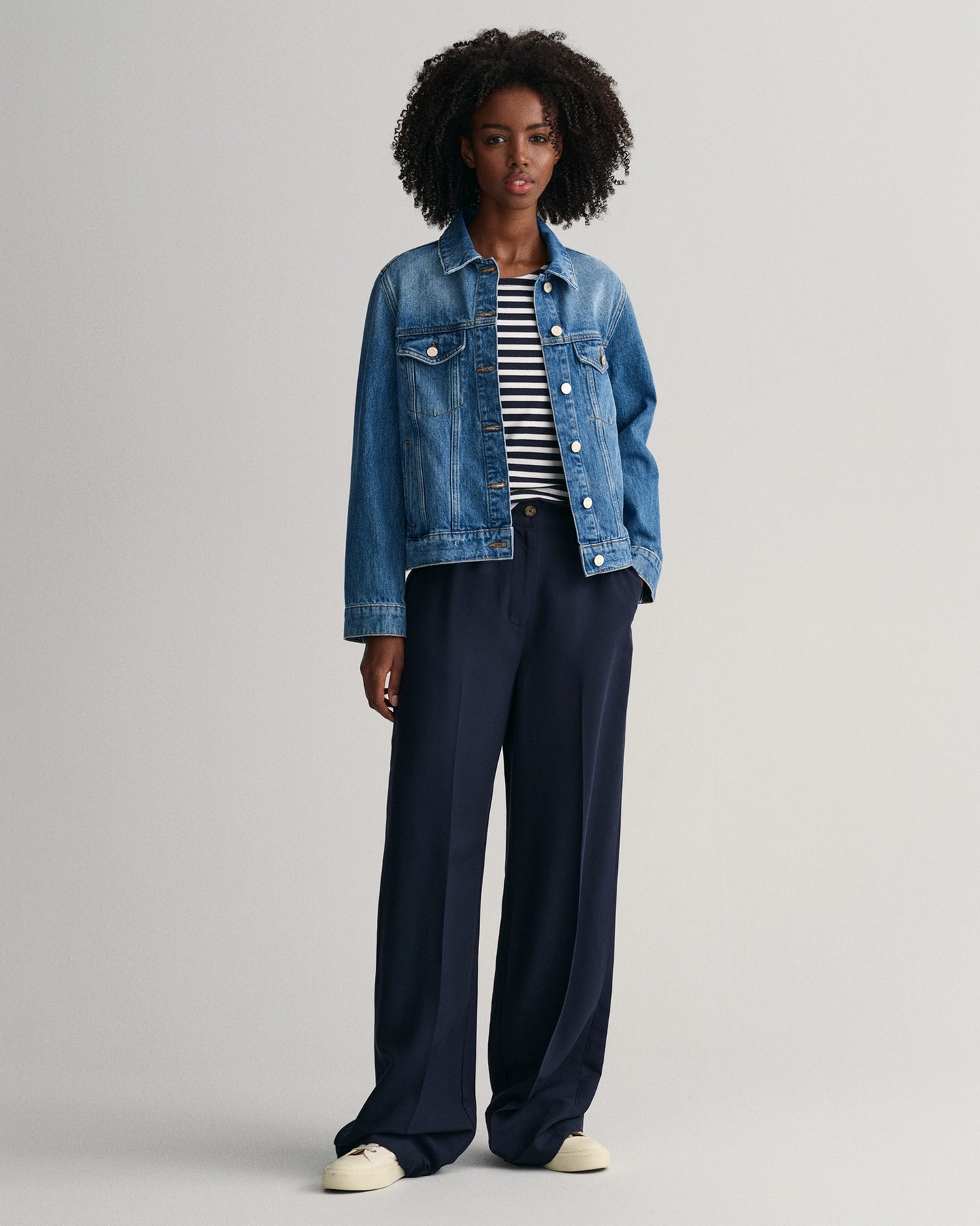 Slim Striped 1X1 Ribbed SS T - Evening Blue