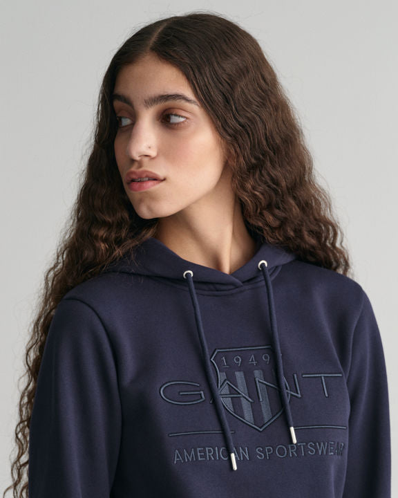 Regular Tonal Shield Hoodie - Evening Blue