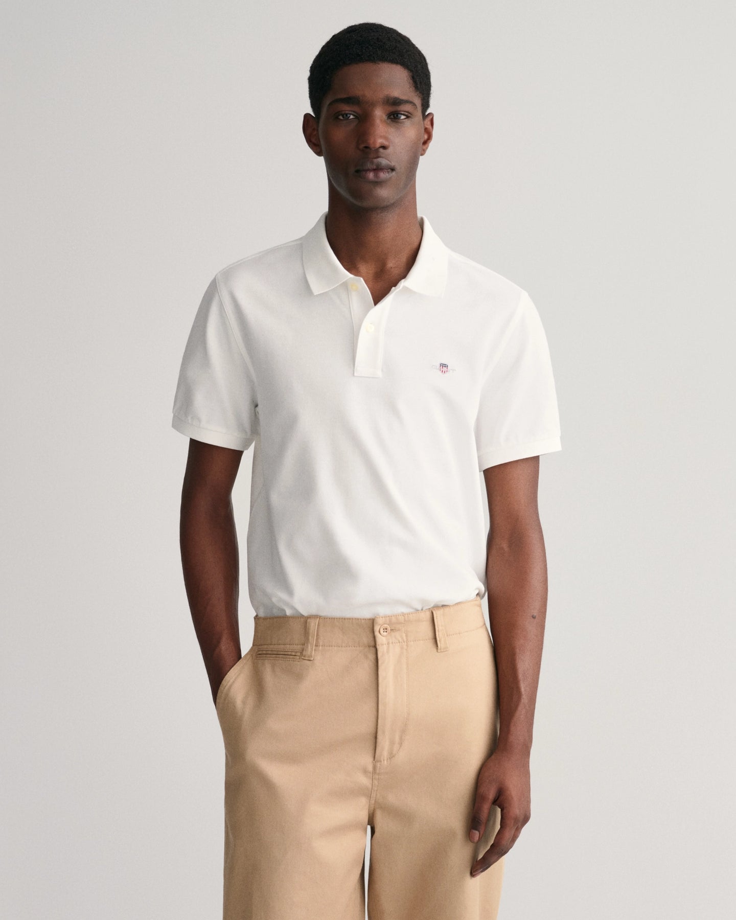 Regular Fit Shield Piqué Polo Shirt - White