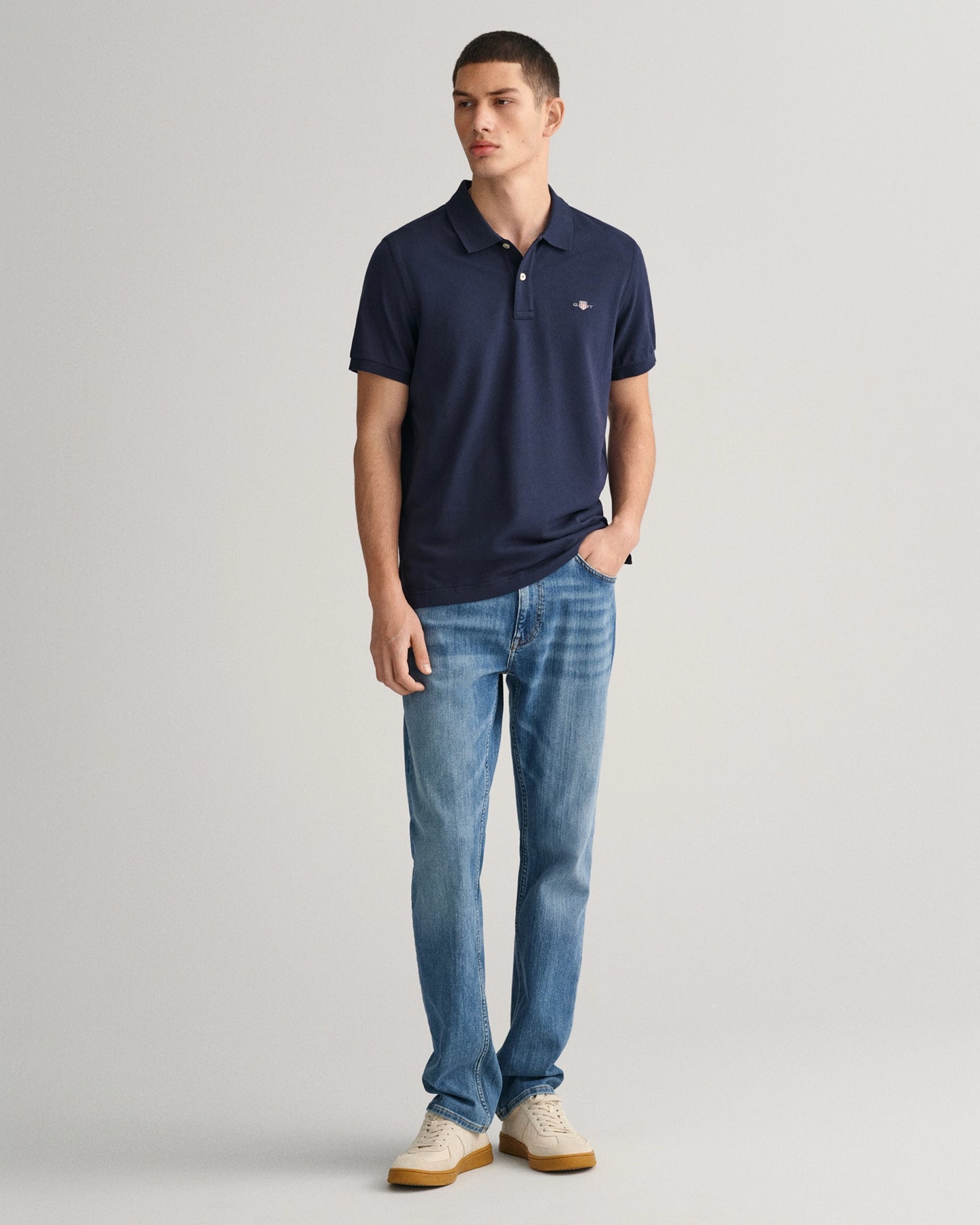 Regular Fit Shield Piqué Polo Shirt - Evening Blue