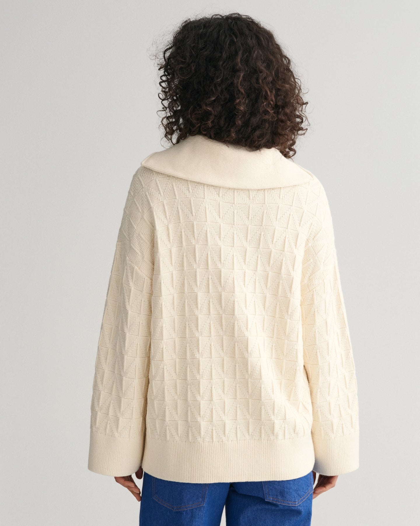 Herringbone Half Zip - Cream