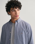 Reg Poplin Micro Check Shirt - College Blue