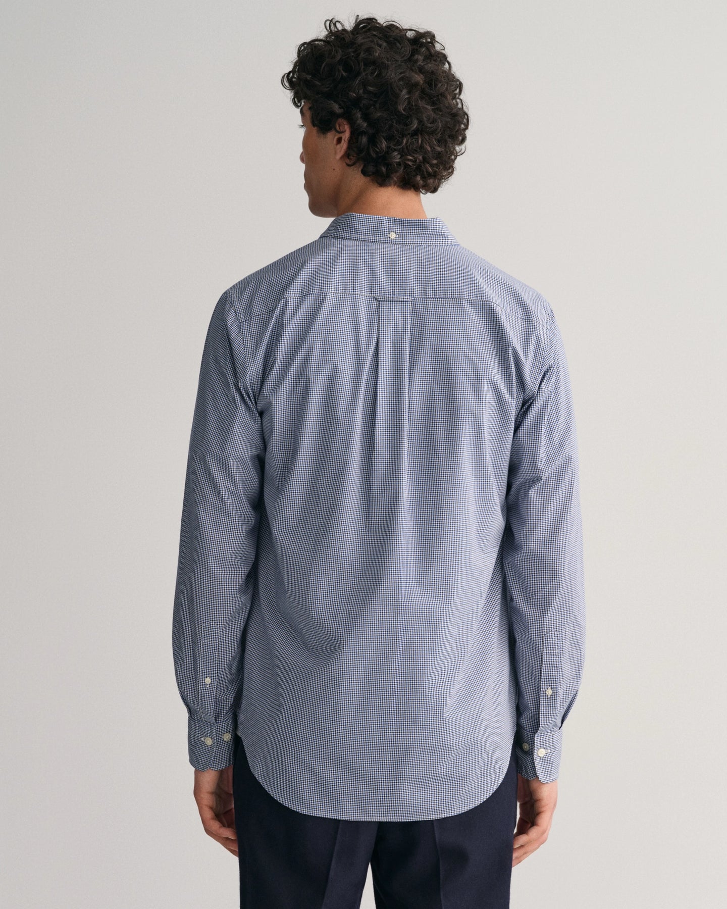Reg Poplin Micro Check Shirt - College Blue