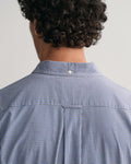 Reg Poplin Micro Check Shirt - College Blue