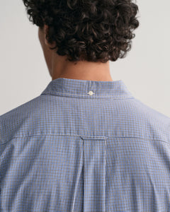 Reg Poplin Micro Check Shirt - College Blue
