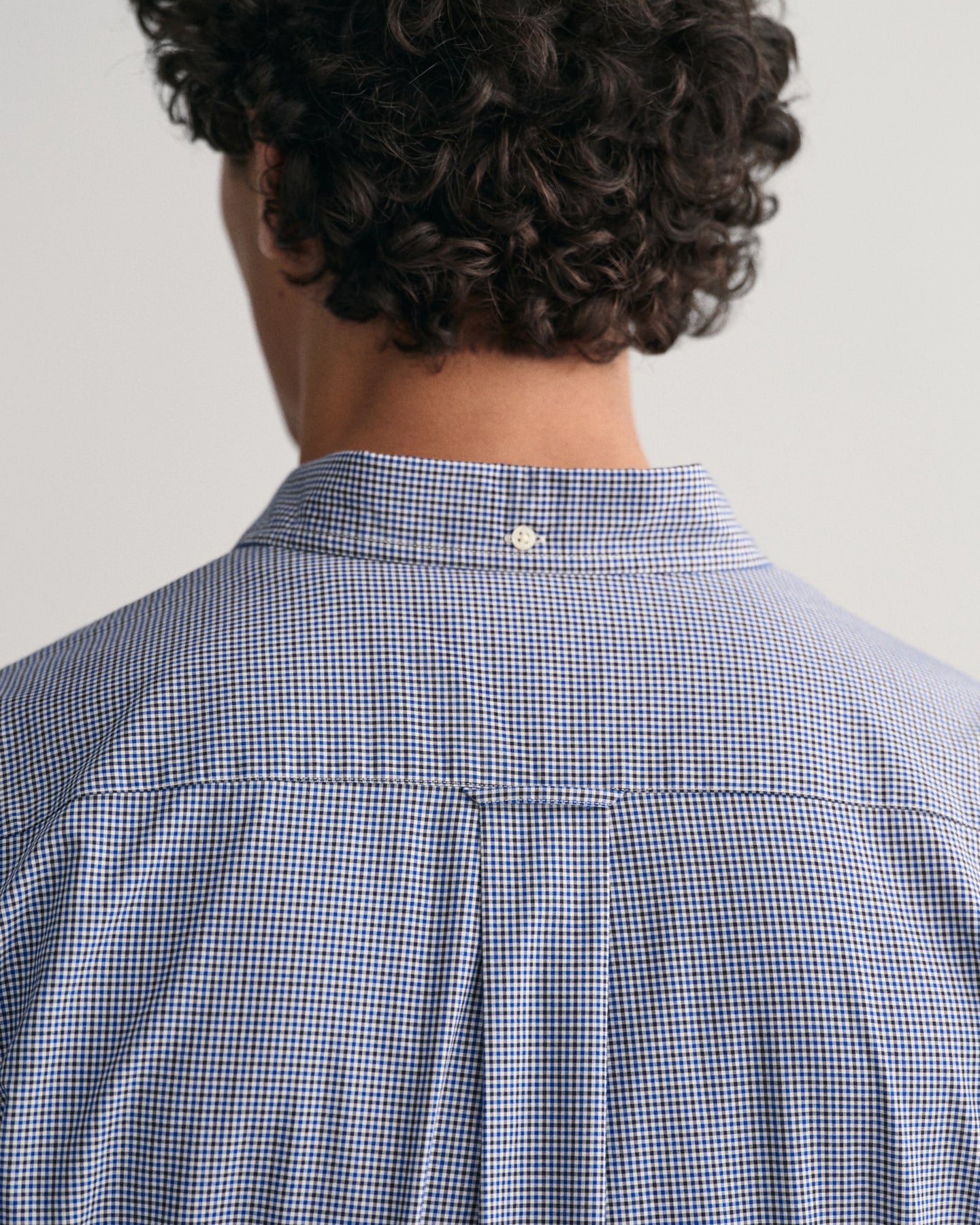 Reg Poplin Micro Check Shirt - College Blue