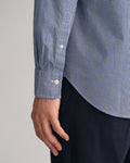 Reg Poplin Micro Check Shirt - College Blue