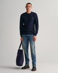 Micro Cotton Texture C-Neck - Evening Blue