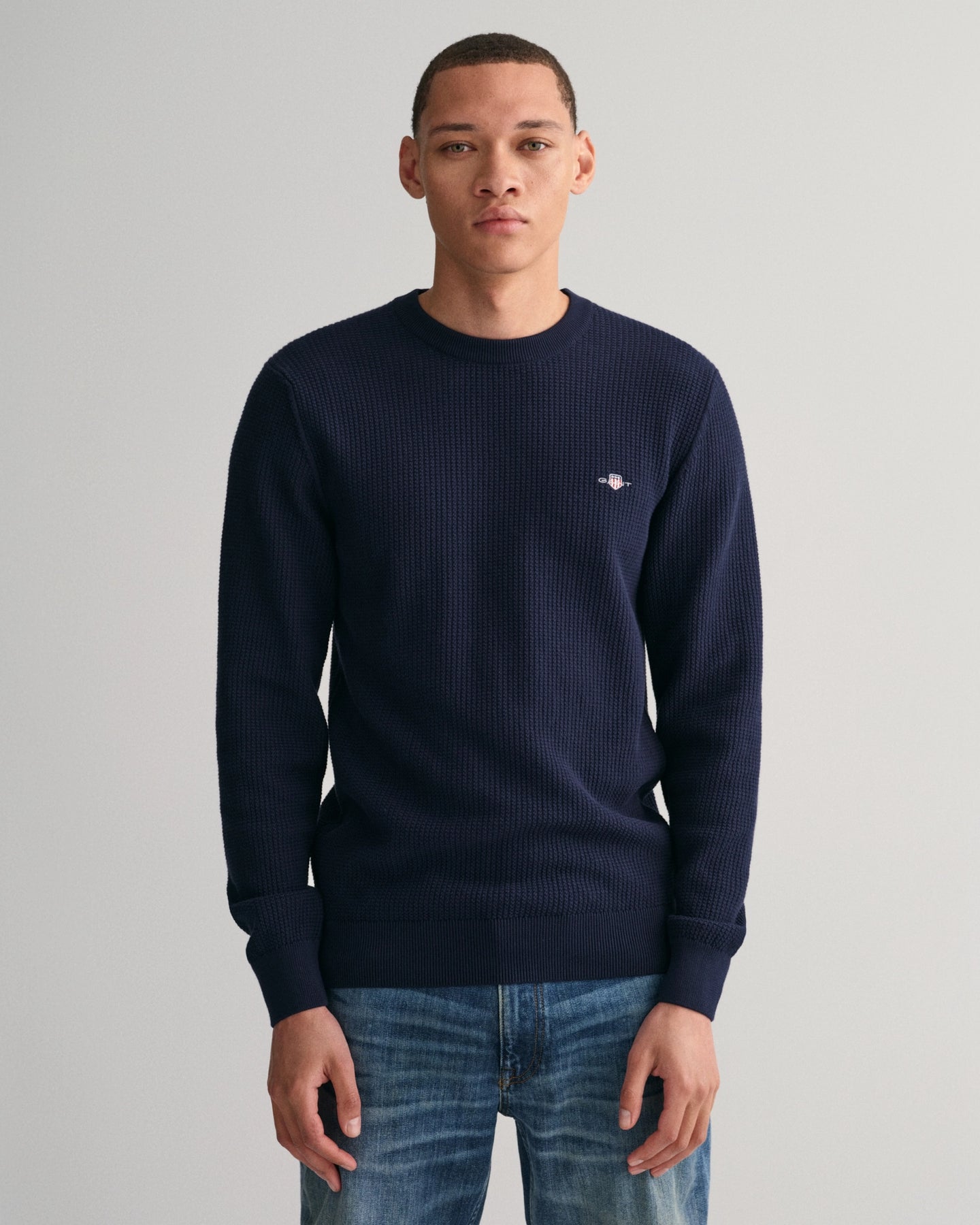 Micro Cotton Texture C-Neck - Evening Blue