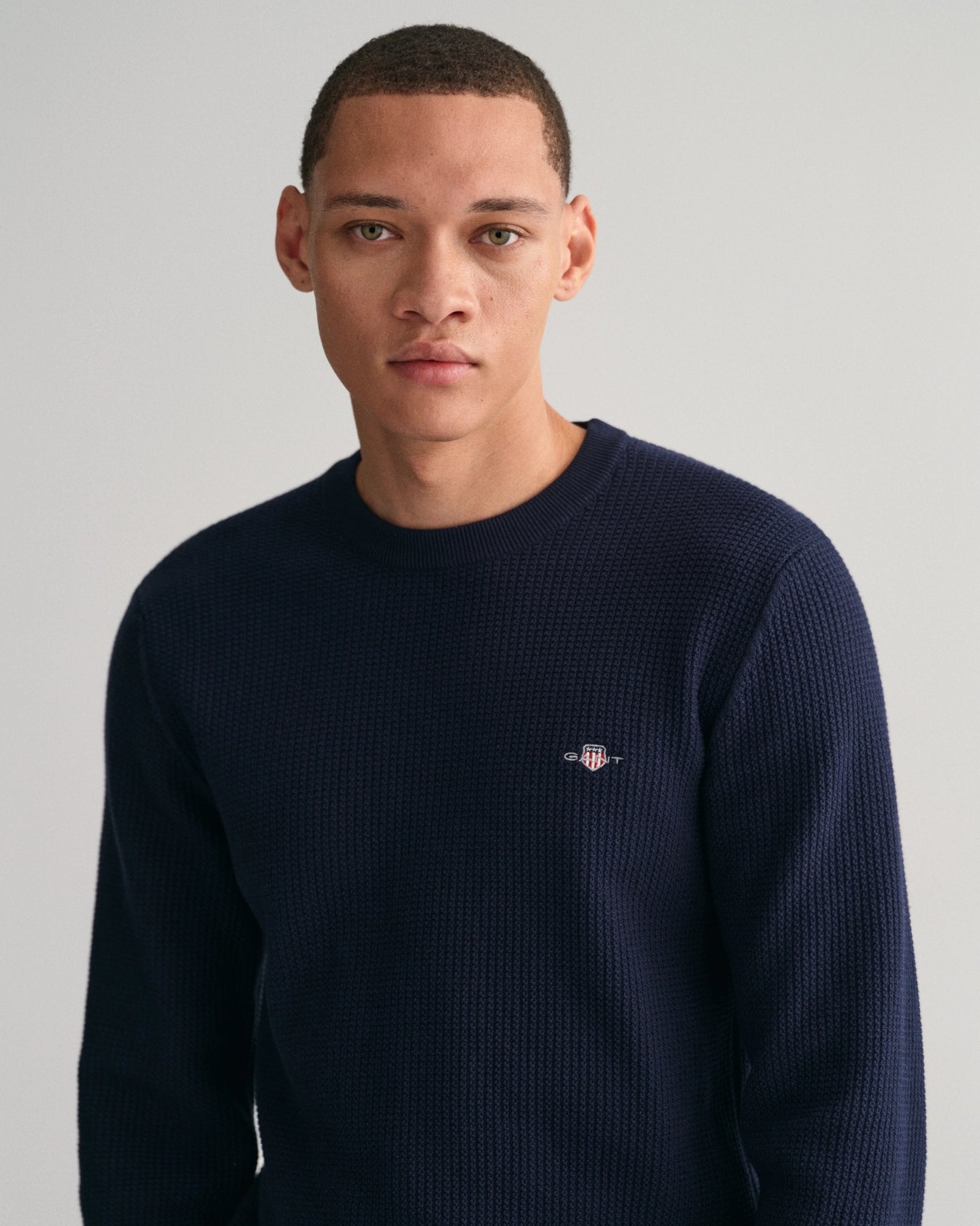 Micro Cotton Texture C-Neck - Evening Blue