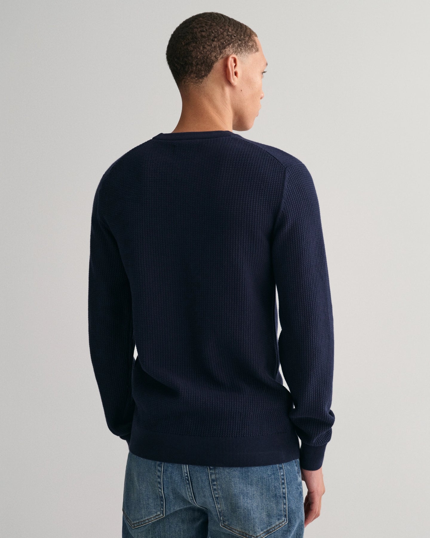 Micro Cotton Texture C-Neck - Evening Blue