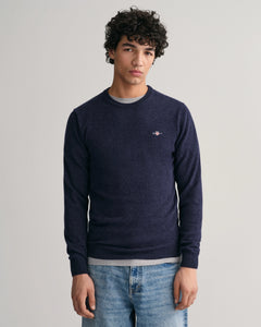 Superfine Lambswool C-Neck - Dark Navy Melange
