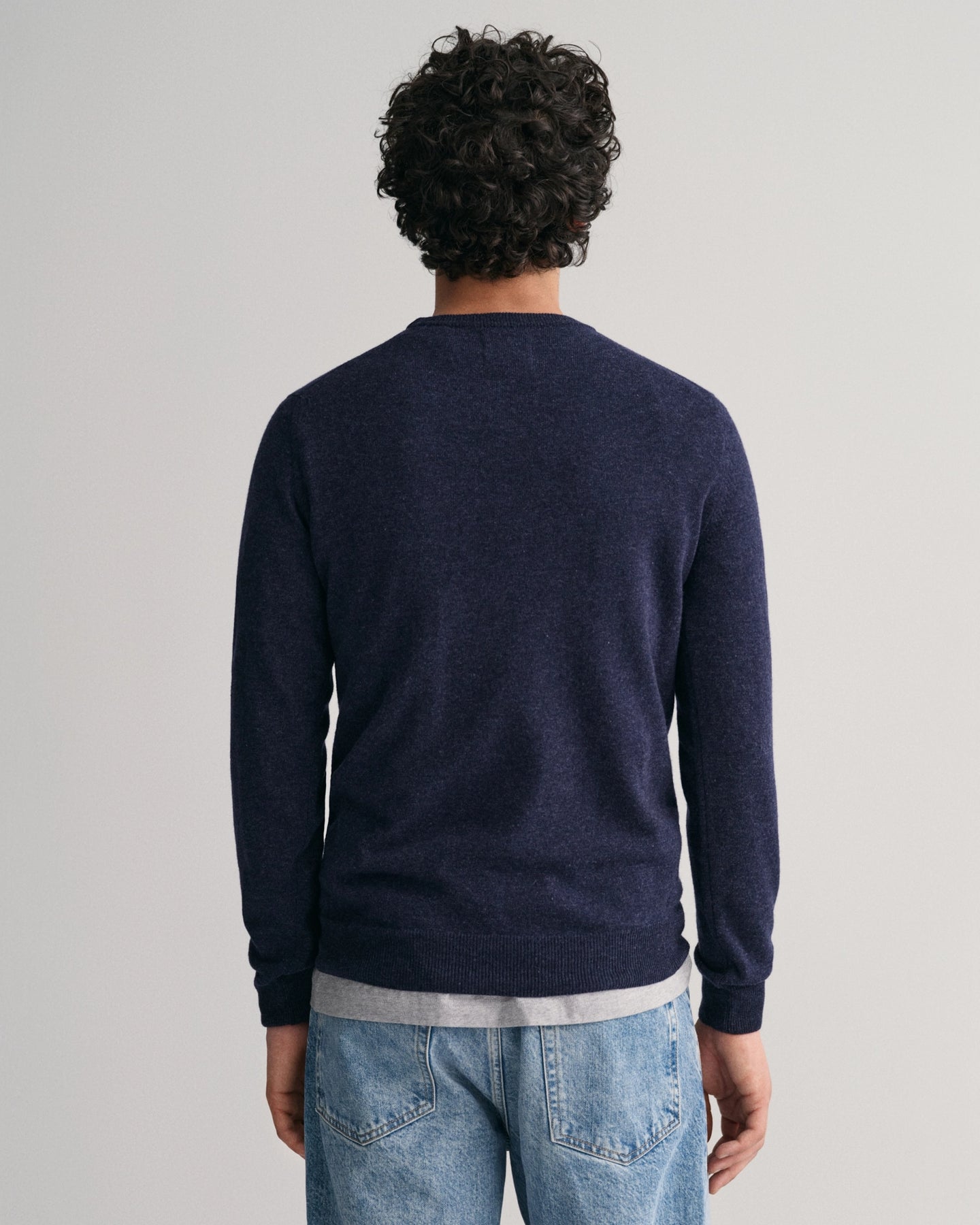 Superfine Lambswool C-Neck - Dark Navy Melange