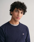 Superfine Lambswool C-Neck - Dark Navy Melange
