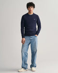 Superfine Lambswool C-Neck - Dark Navy Melange