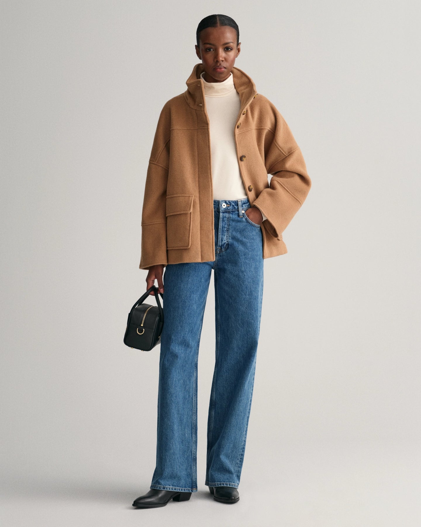 Cropped Wool Jacket - Warm Khaki