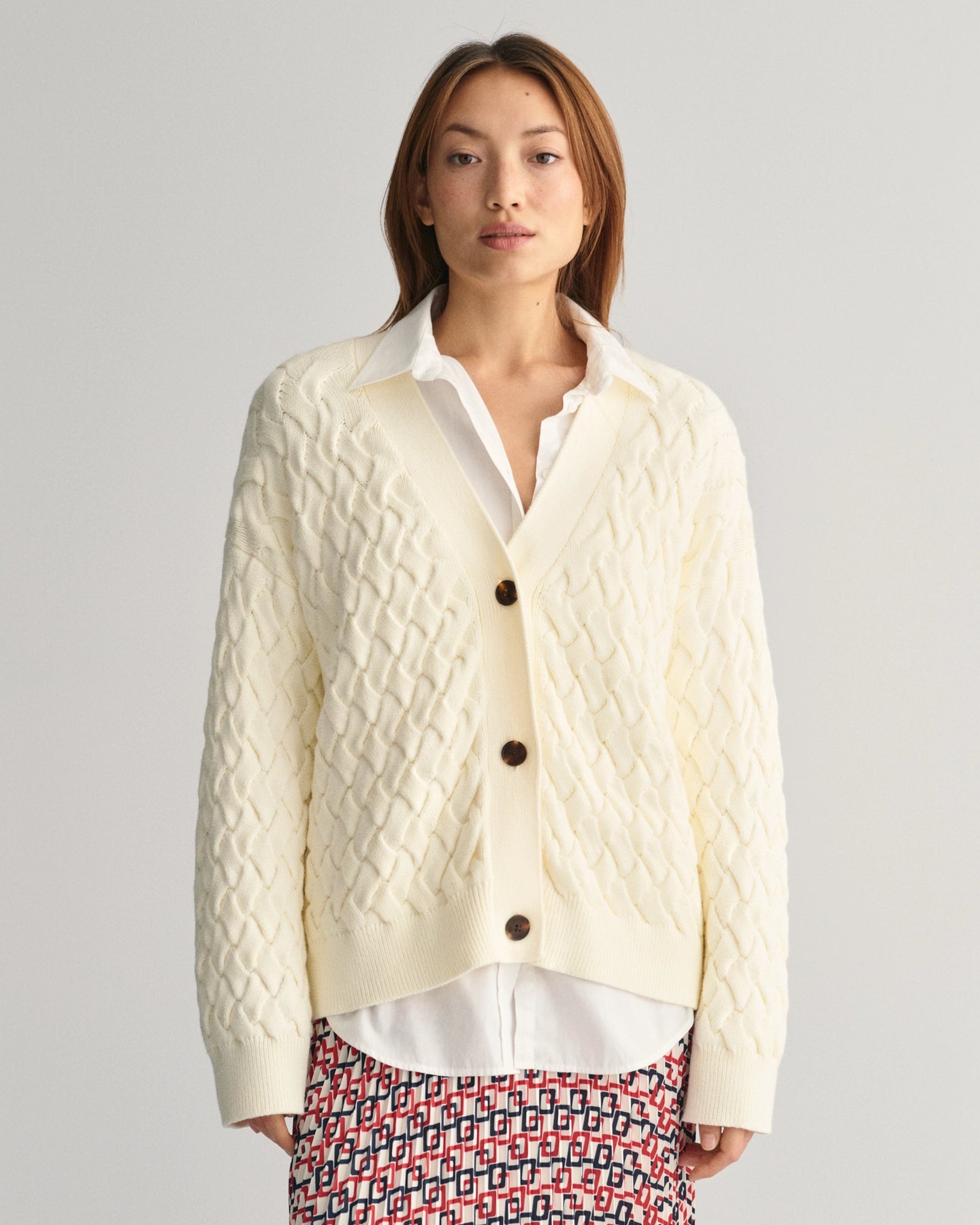 Textured Cotton Cardigan - Cream