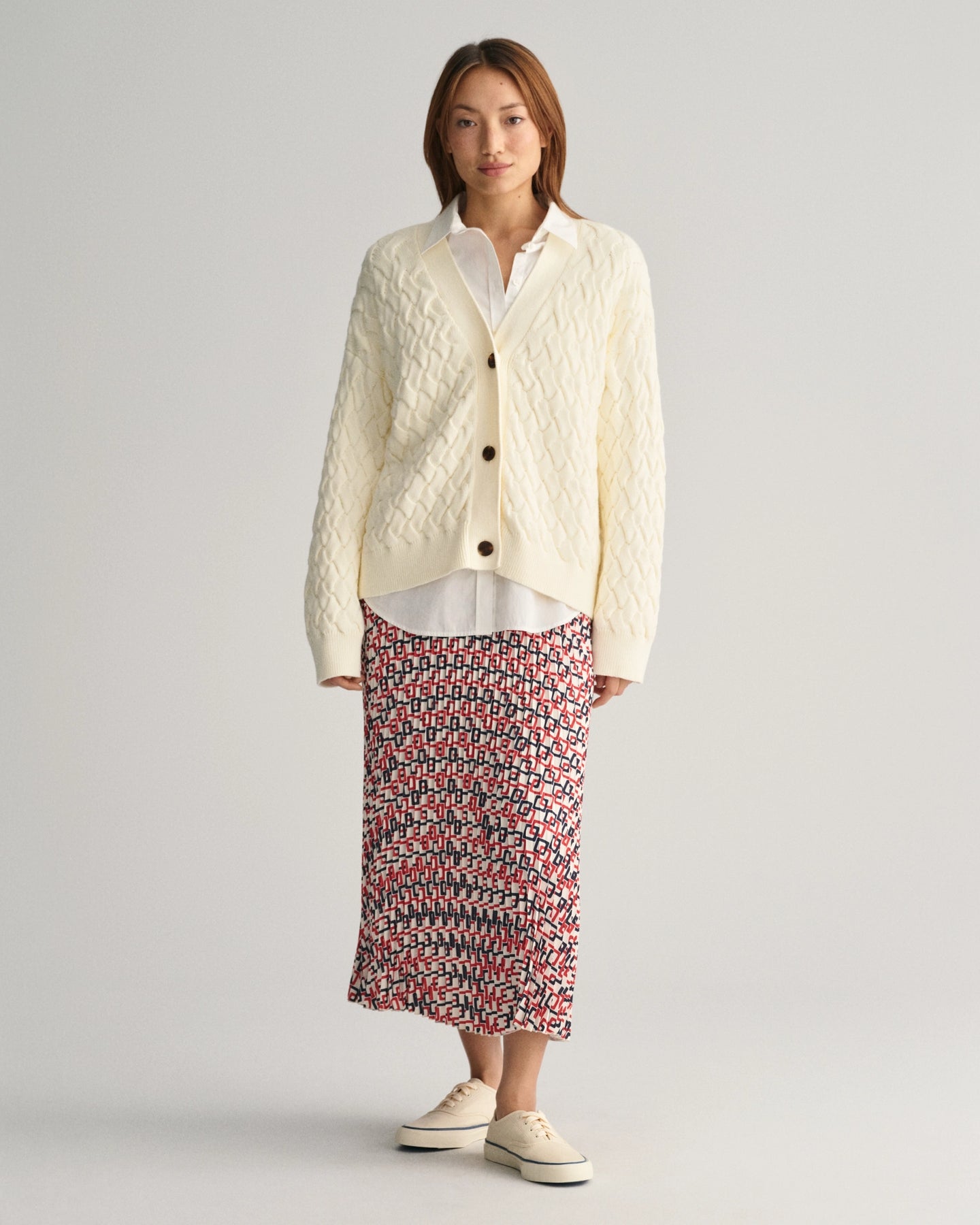 Textured Cotton Cardigan - Cream