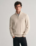 Casual Cotton Halfzip - Light Beige Melange