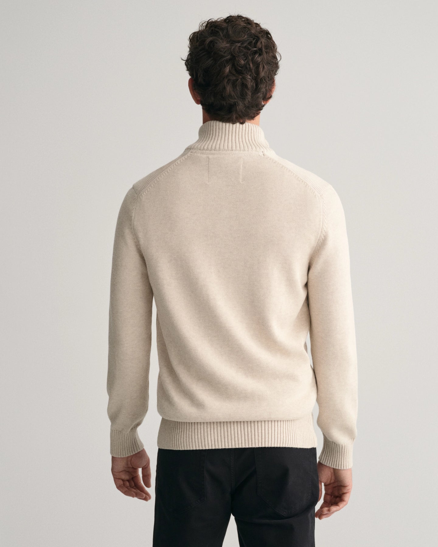 Casual Cotton Halfzip - Light Beige Melange