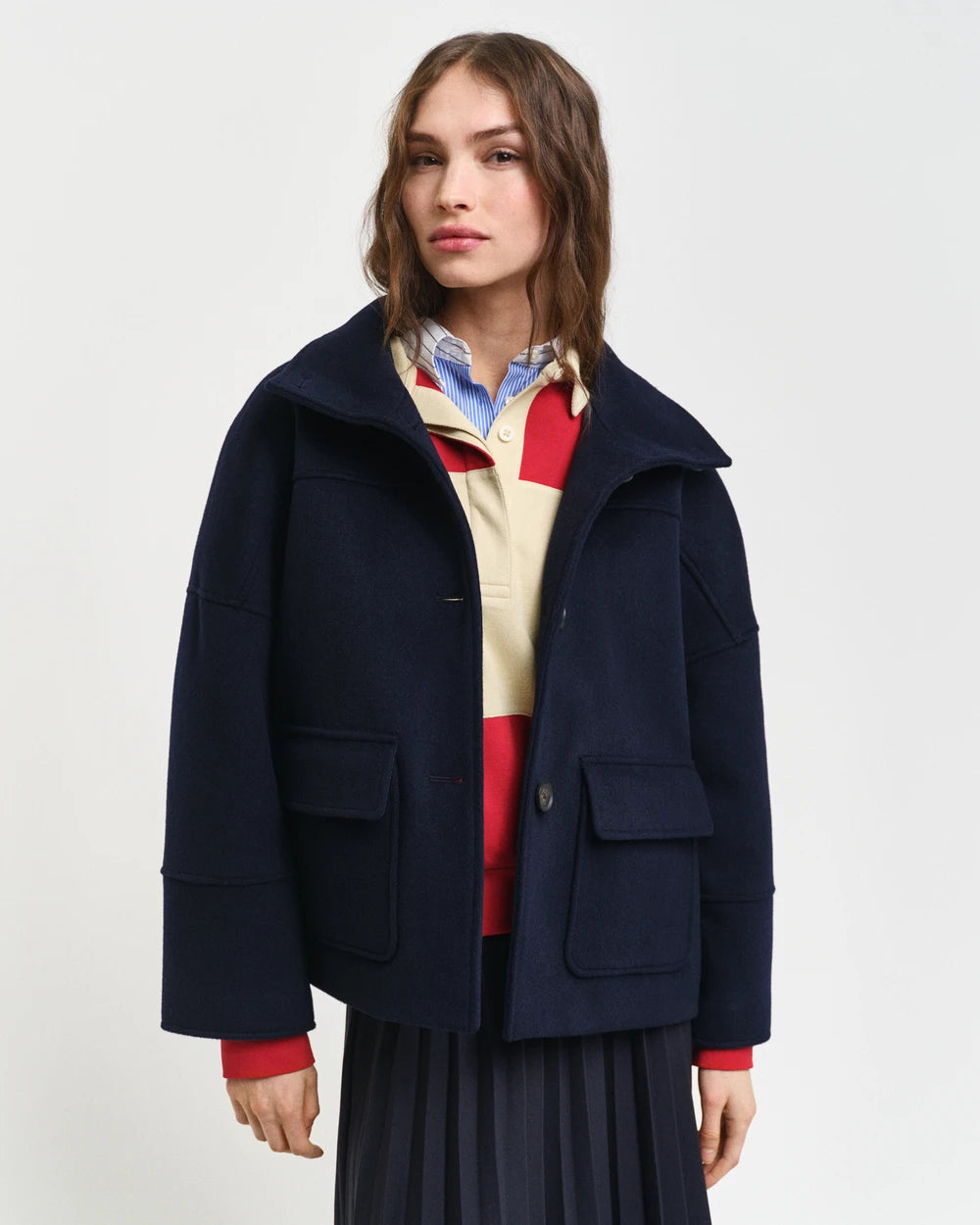 Cropped Wool Jacket - Evening Blue