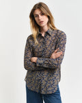 Rel Paisley Cot Silk Shirt - Persian Blue