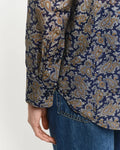 Rel Paisley Cot Silk Shirt - Persian Blue