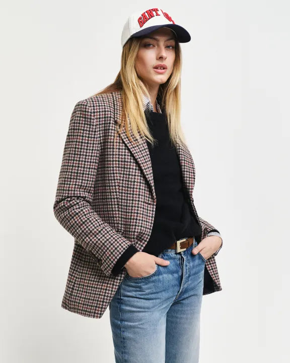 Reg Houndstooth Blazer - Soft Oat