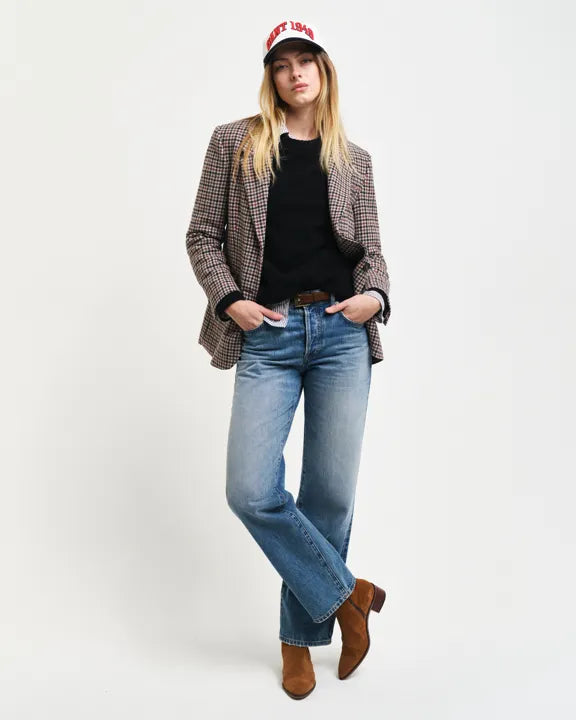 Reg Houndstooth Blazer - Soft Oat